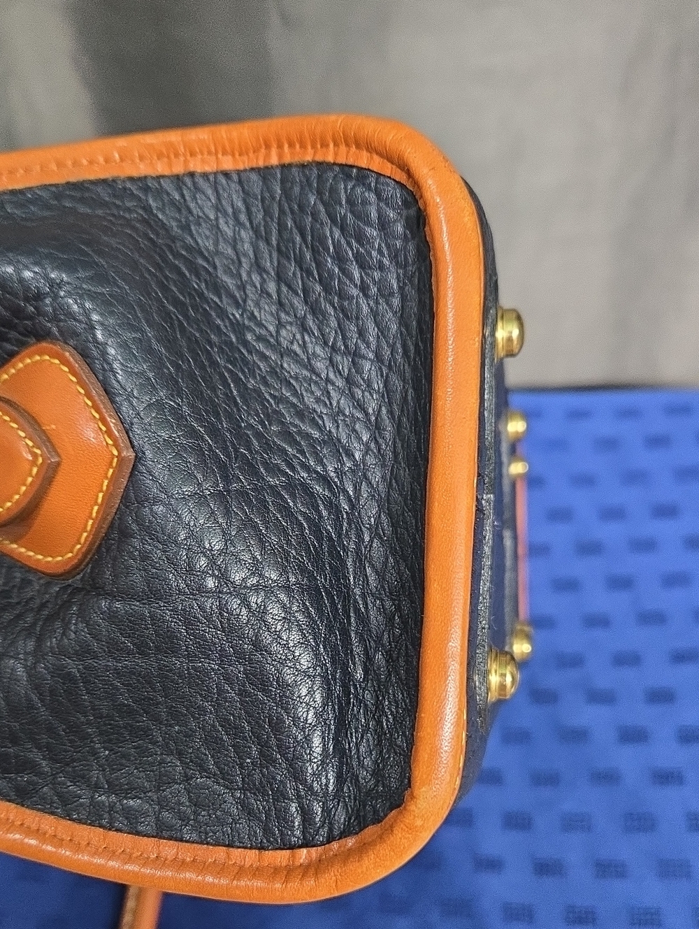 Dooney & Bourke Black and Tan Pebbled Leather Satchel - Picture 14 of 16